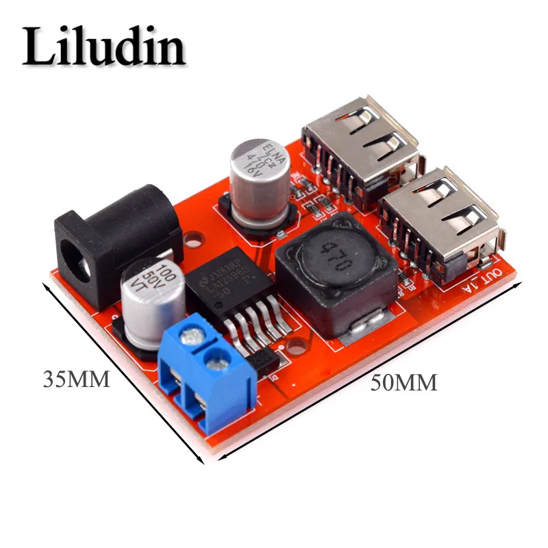 LM2596 LM2596S Dual USB DC-DC 9V 12V 24V 36V to 5V 3A Step Down Buck Converter Board Car Charger Solar Power Supply Module