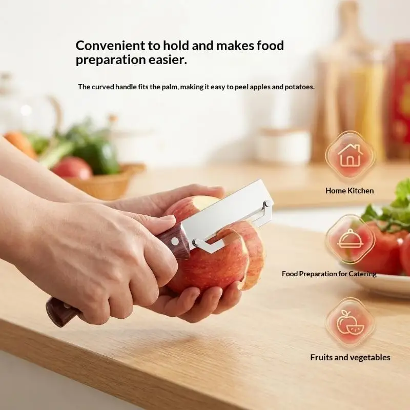 Stainless Steel Vegetable Peeler With Wood Grain Handle, Sharp Blade Perfect For Home Peeling Fruits Veggies