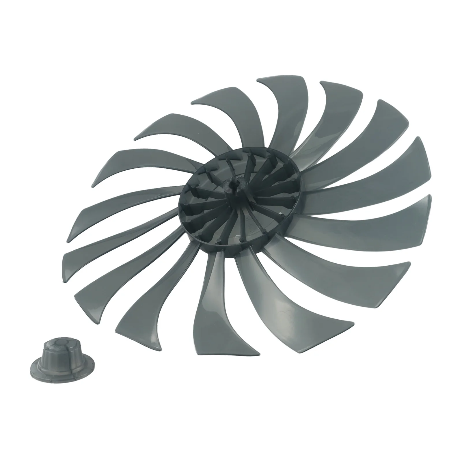 Leaves Fan Blades PP Plastic With Nut Cover 14 Inch 15 Blade 355mm Black Lightweight 14 Inch Affordable Brand New