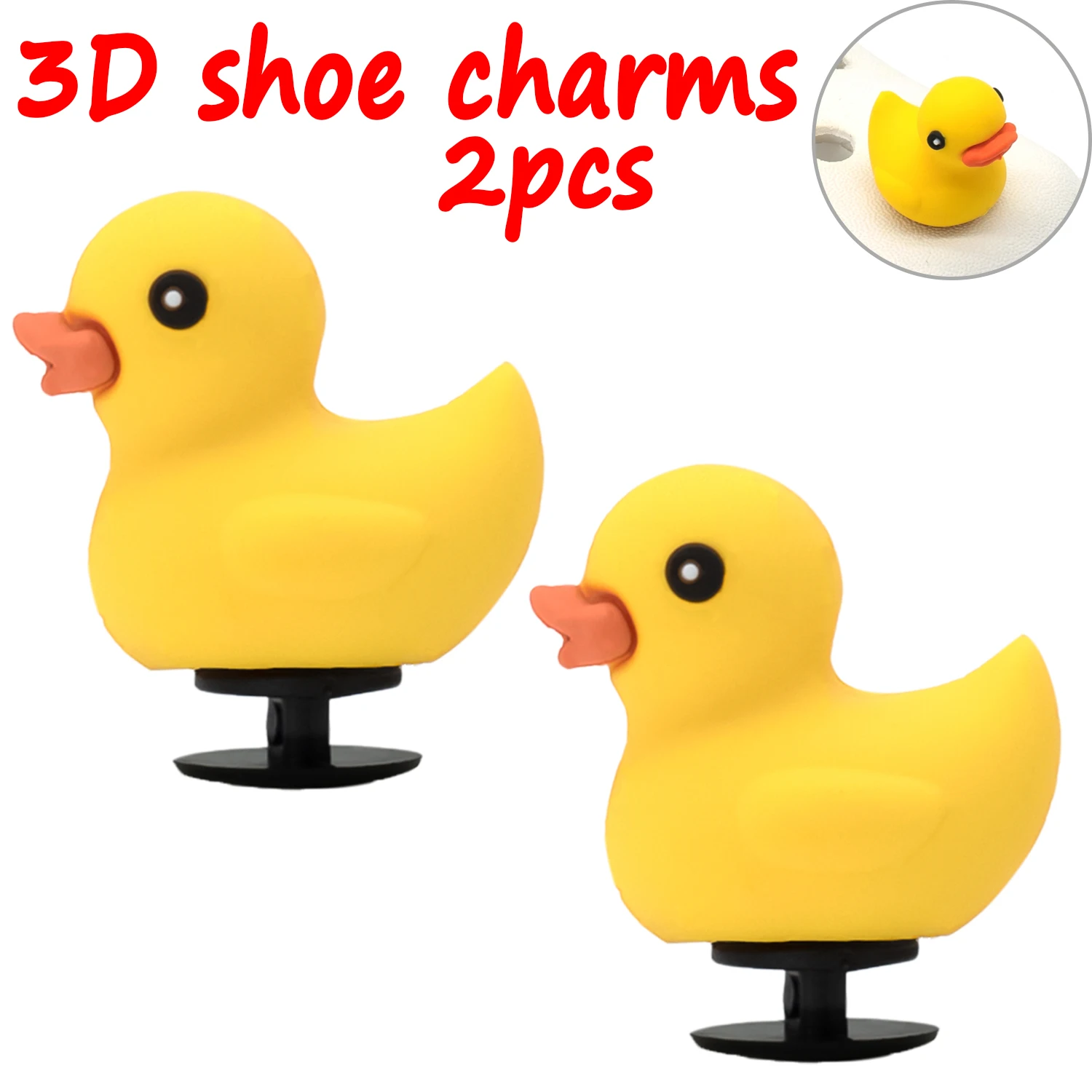 2 Stück 3D niedliche Tier-Schuhanhänger, Ente, Biene, Dinosaurier, Hund, Schuhdekorationen, Panda, Kuh, Anstecknadeln für Mädchen, Jungen, Kinder, Geschenke, Clog-Schnalle – Detail 7