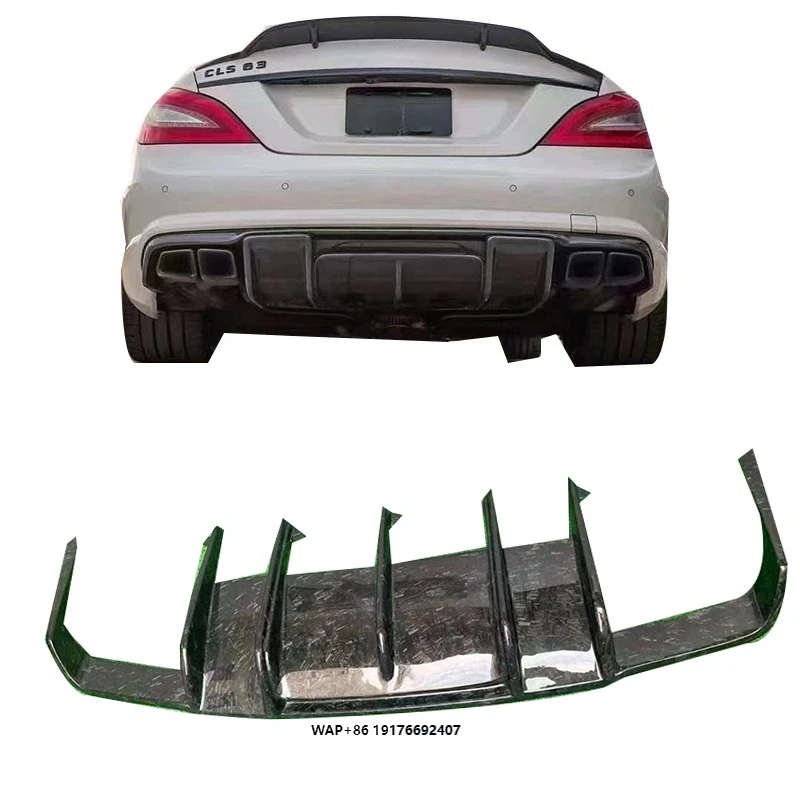 

Forged Carbon Fiber CLS63 R Style Rear Bumper Lip for CLS Class W218 Facelift Rear Diffuser 12-18years
