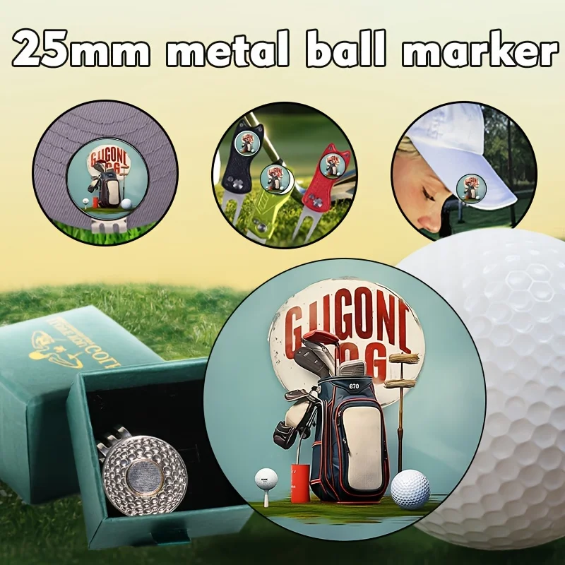 Golf Ball Marker Paramagnetism Impermeable 25mm Gift Box Markers for Putting Green Novelty Hat Clip Sports and Entertainment