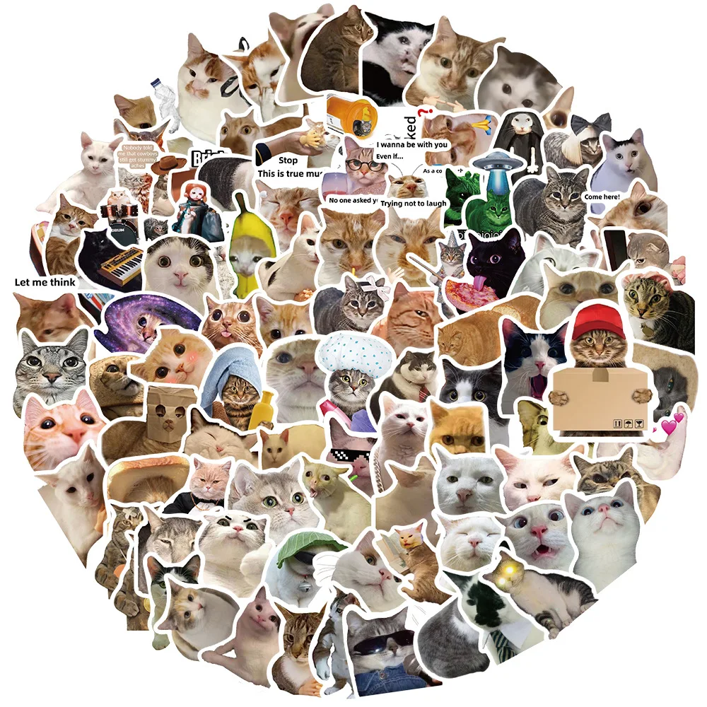 100 قطعة الكرتون لطيف مضحك القط الكتابة على الجدران ملصقات الديكور DIY بها بنفسك الغيتار القرطاسية الأمتعة دفتر ملصقات مقاومة للماء ميمي