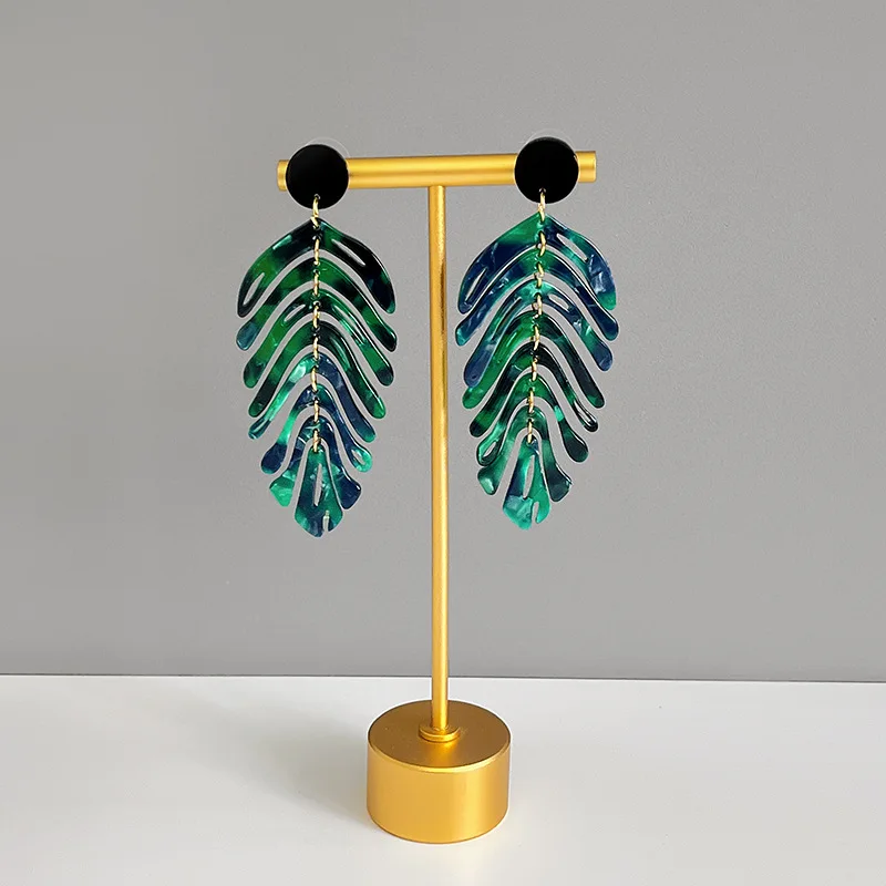2023 Fashion Color Acrylic Leaf Clip on Earrings Leopard Long Geometric Square Circle Without Piercing Ear Clips for Women