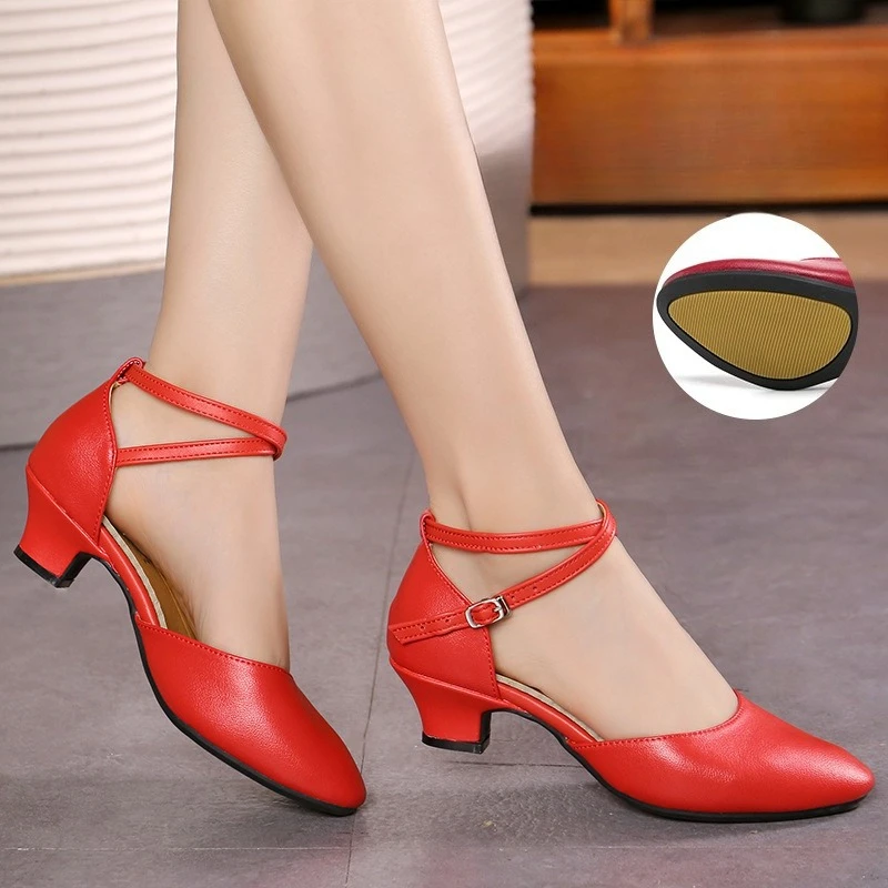 Zapatos de Baile de Tacón Medio para Mujer: Zapatos de Baile de Salón y Cha-Cha de Suela Suave Multicolor