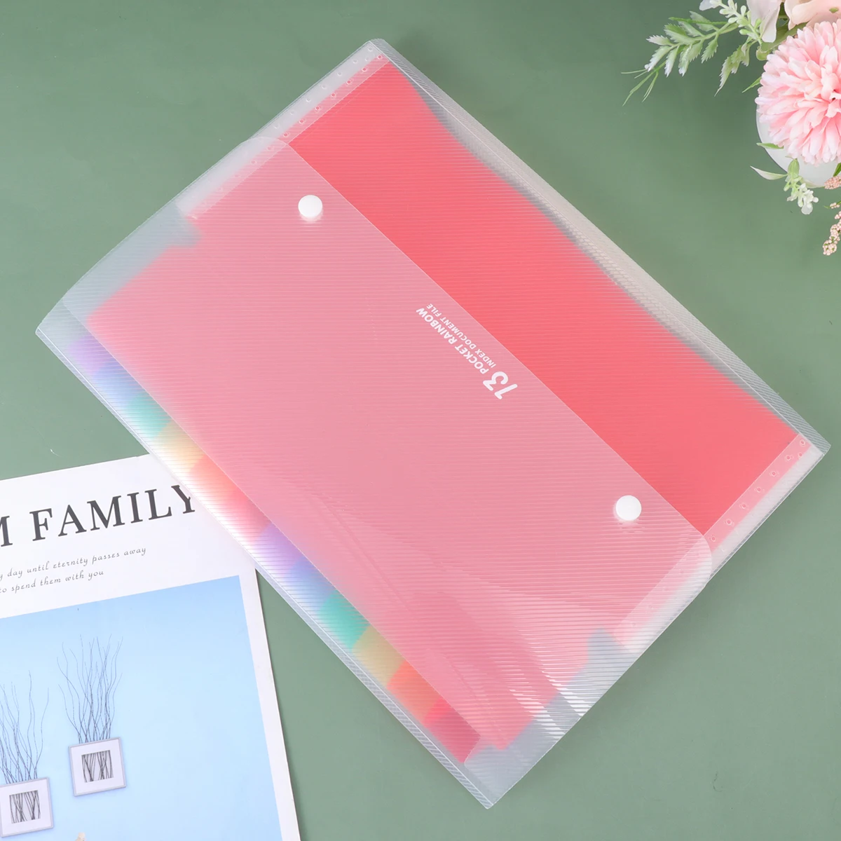

13 Pockets Rainbow Plastic Document Folder Multilayer Expandable File Bag Portable File Organizer For Office