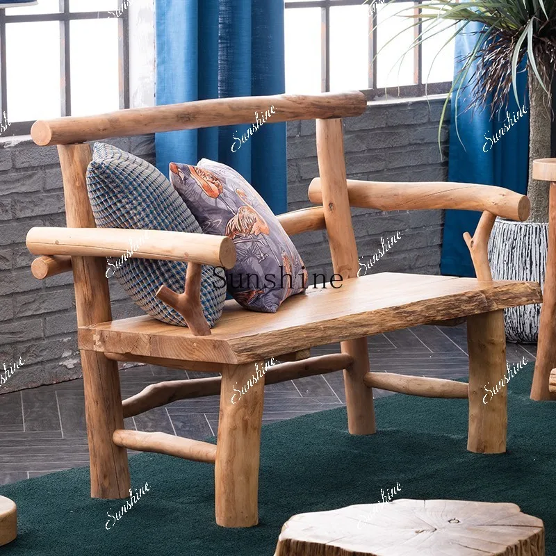 أريكة الإقامة المنزلية البيئية الأصلية كرسي بذراعين واحد أثاث خشبي كرسي ترفيهي FT #4