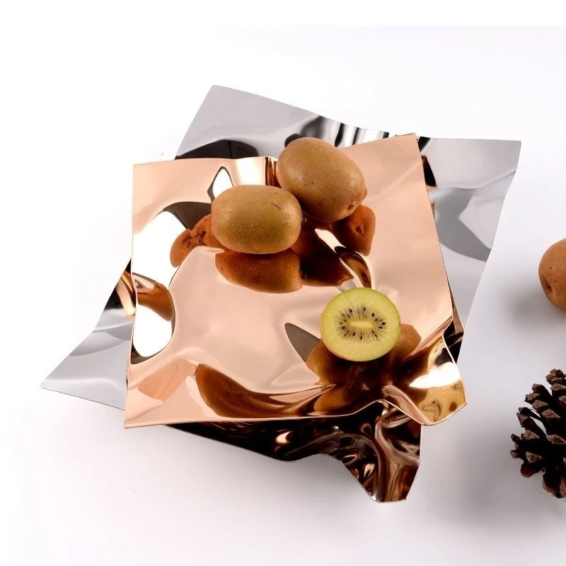 Nordic Irregular Stainless Steel Fruit Plate Light Luxury Candy Snack Living Room Jewelry Storage Decoration