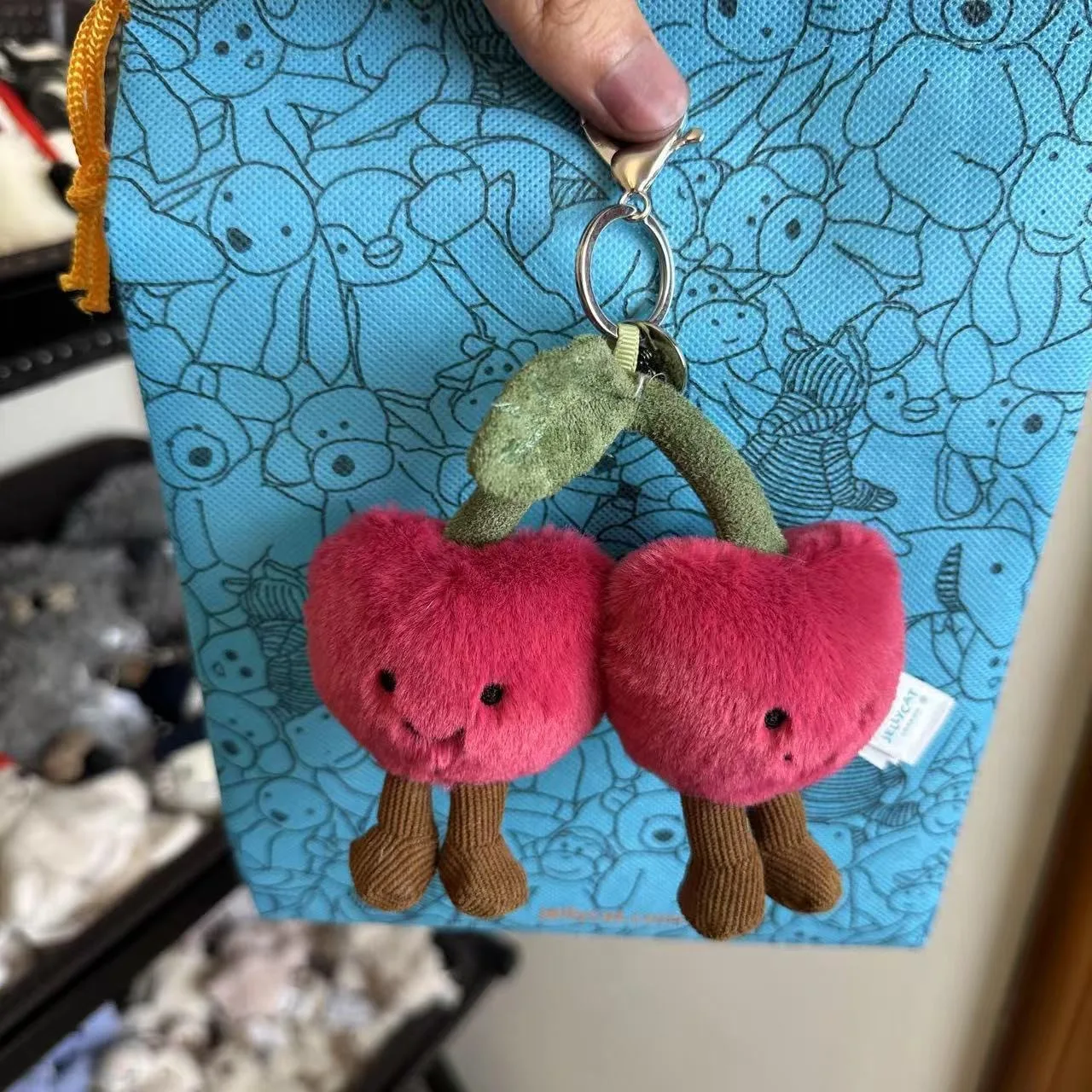 Tagged UK New Tea Bag Marshmallows Cherry, Peanut Cartoon Doll Cat Interactive Toy Pet Gift 818 Back-to-School Gift Keychain view 3