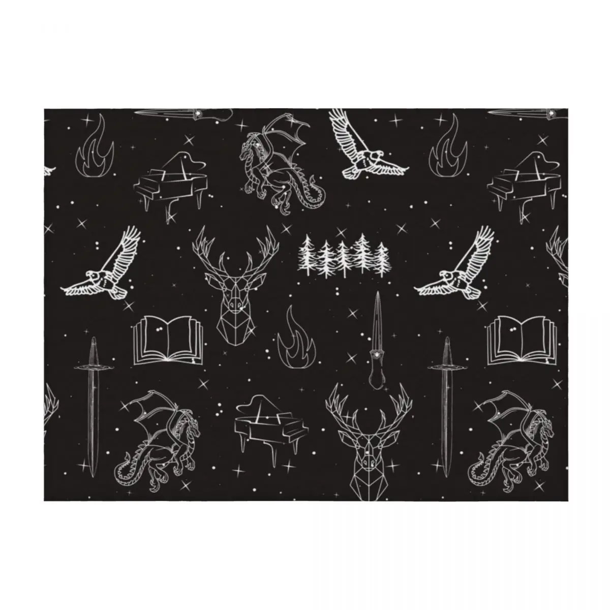 

Throne of Glass Pattern Throw Blanket Retros Blankets For Sofas Sofa Throw Plaid Blankets