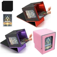Caja de baraja de cartas coleccionables de más de carga para exhibición de comandante MTG con 2 divisores, caja de almacenamiento de tarjetas deportivas de juego, estuche de cubierta magnético de PU