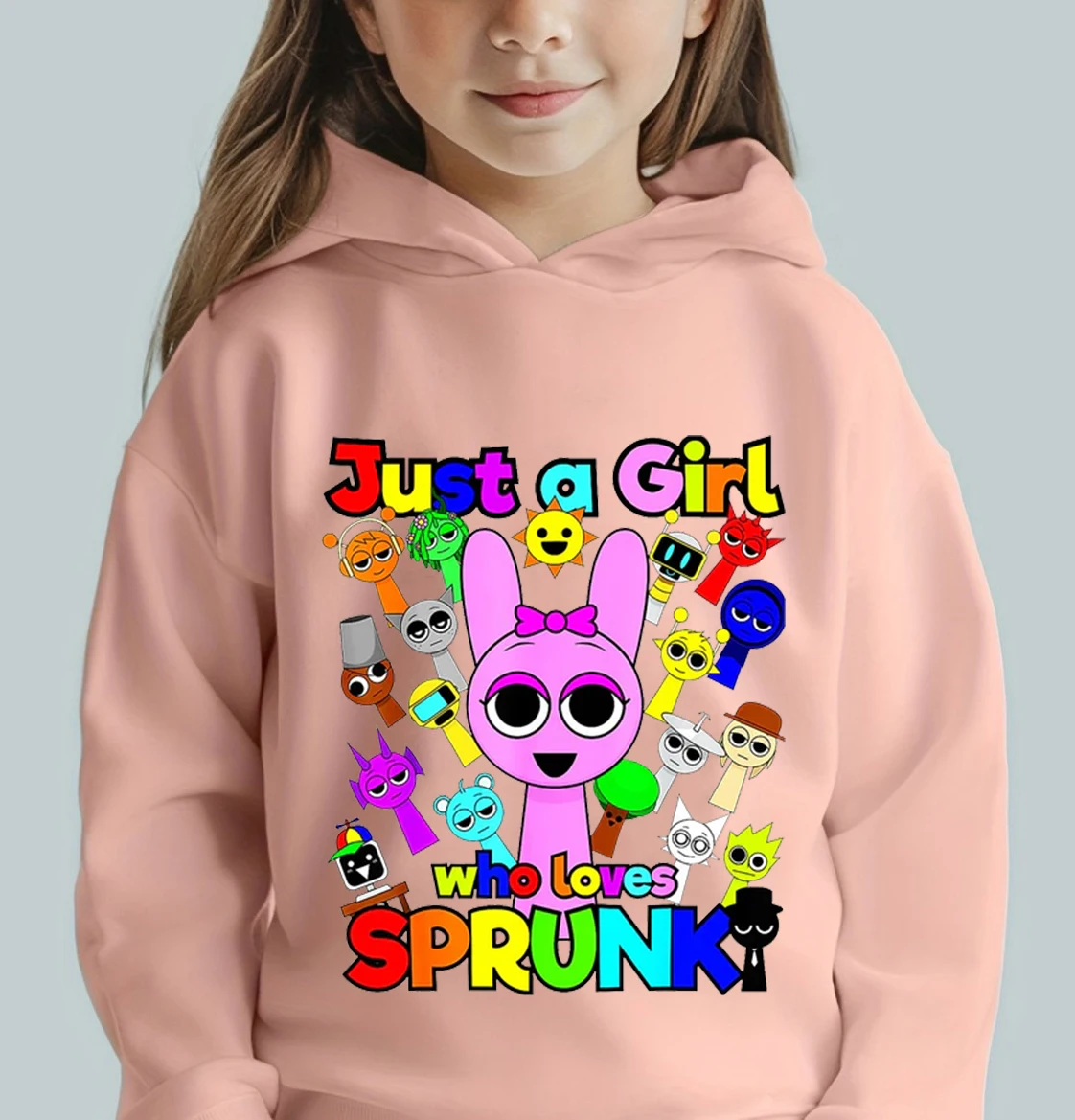 

Just A Girl Who Loves Sprunki Hoodie for Girls Game Incredibox Sweatshirts Kids Cute Tops Boys Casual Pullover Children Clothing