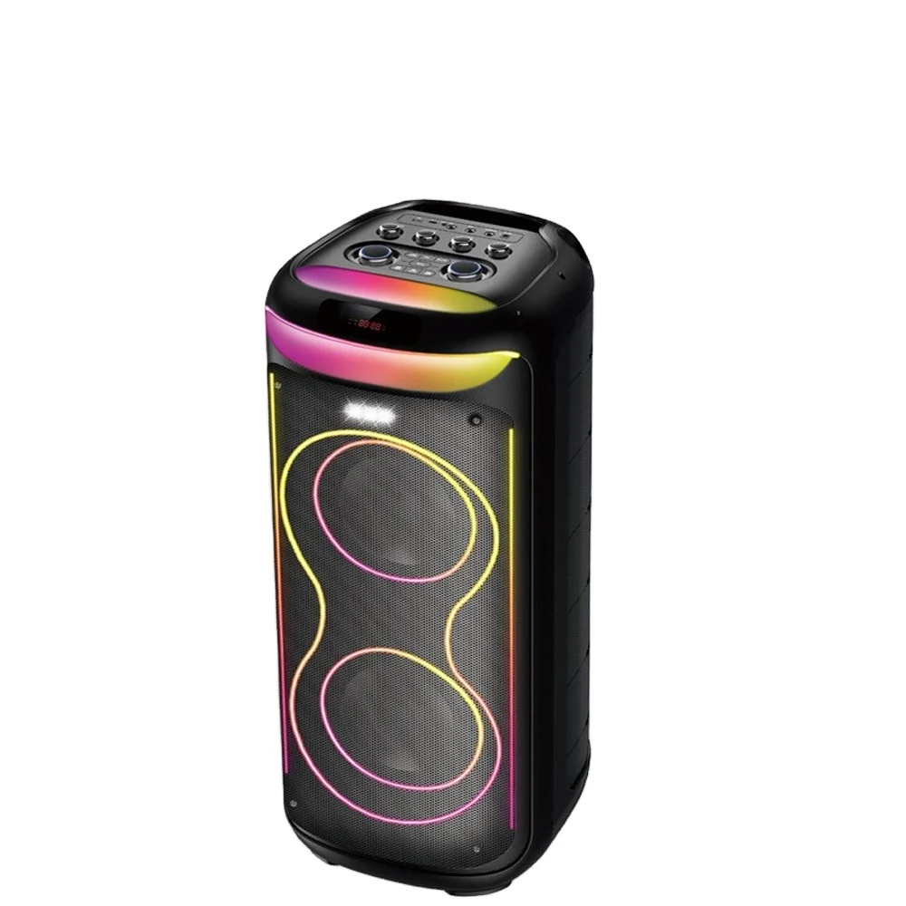 RX-P8Q278 PRO Wholesale Outdoor Portable Wireless LED Speaker Bass100W DJ Karaoke Party Box Blue Tooth Speaker Dual 8-Inch