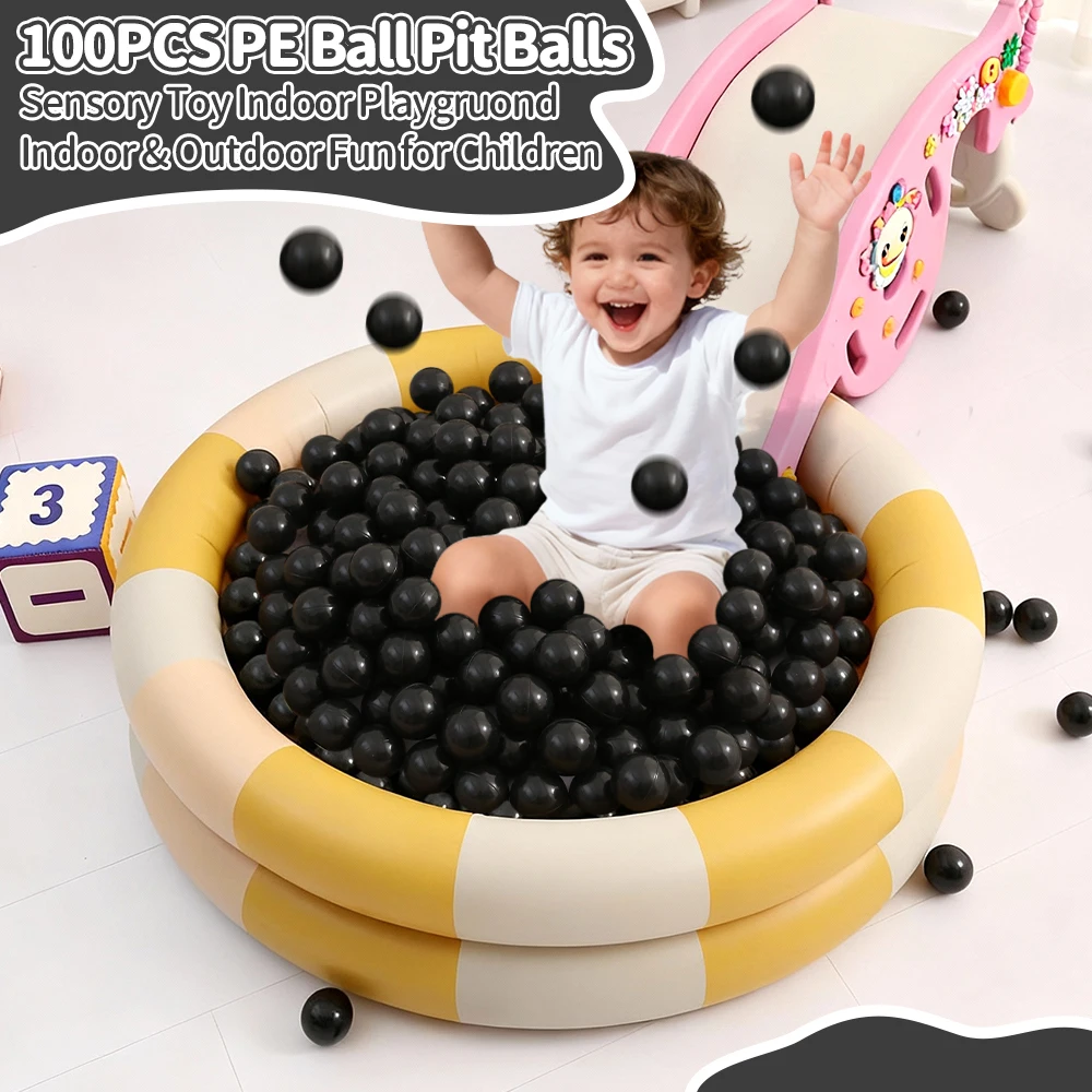 5.5CM 100Pcs Plastic Ball Pit Balls Black Ocean Ball for Children House Tents Education Centers Outdoor Sport Toys