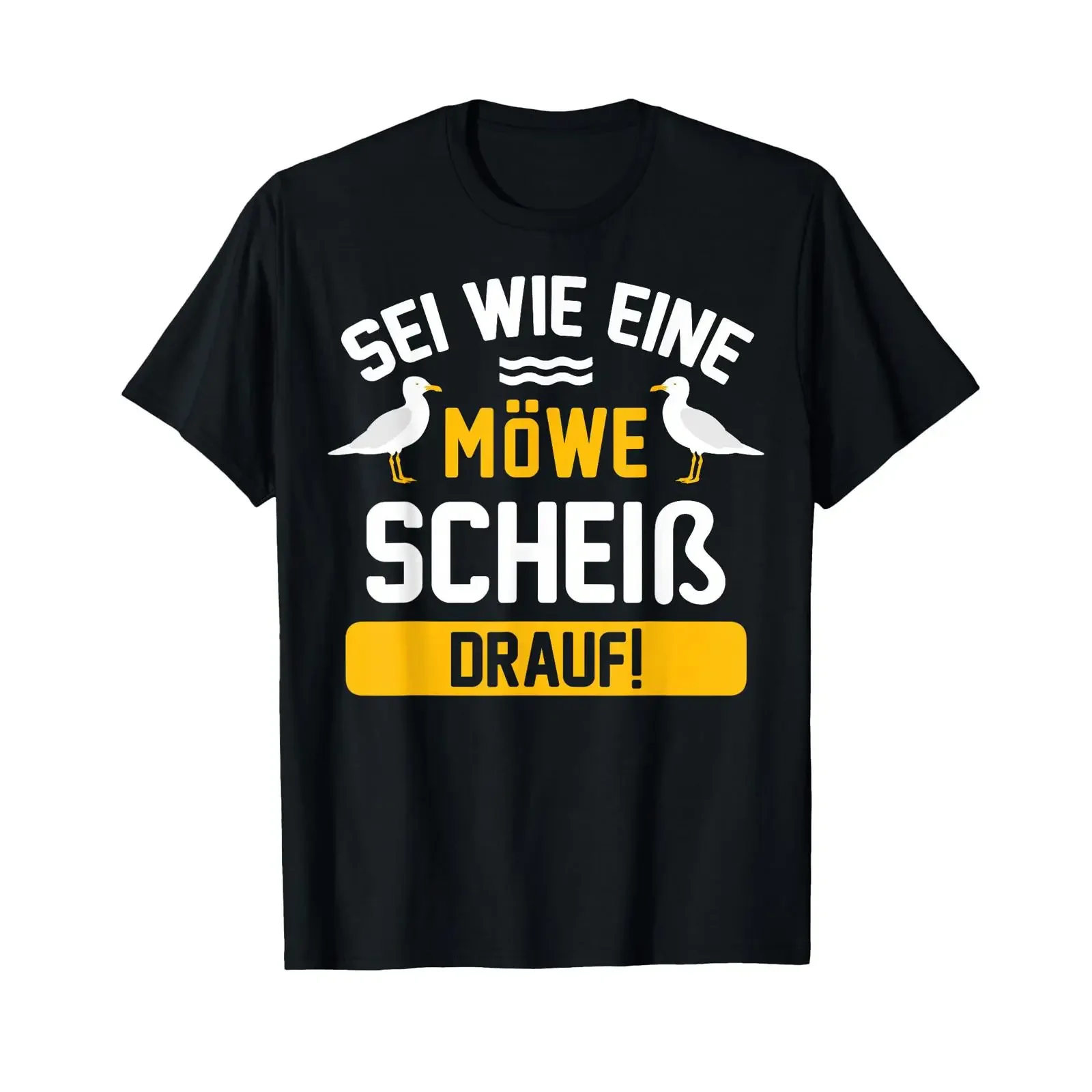 T Shirt with German Text Ein Möwe Scheiss Drauf Funny North Sea vintage Washed Comfortable homme Casual Soft