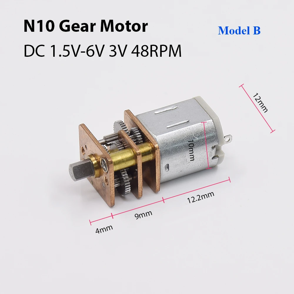 1 قطعة N10 علبة التروس المعدنية موتور تروس تيار مستمر 1.5 فولت 3 فولت 5 فولت 6 فولت سرعة بطيئة مع تروس من الفولاذ المقاوم للصدأ/عمود D لروبوت القلم الطباعة ثلاثية الأبعاد