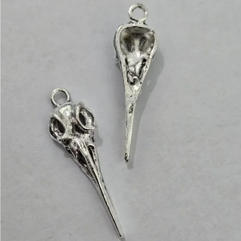 10pcs Raven Skull Bird Head charm 35x9mm Tibetan Silver Plated Pendants Antique Jewelry Making DIY Handmade Craft