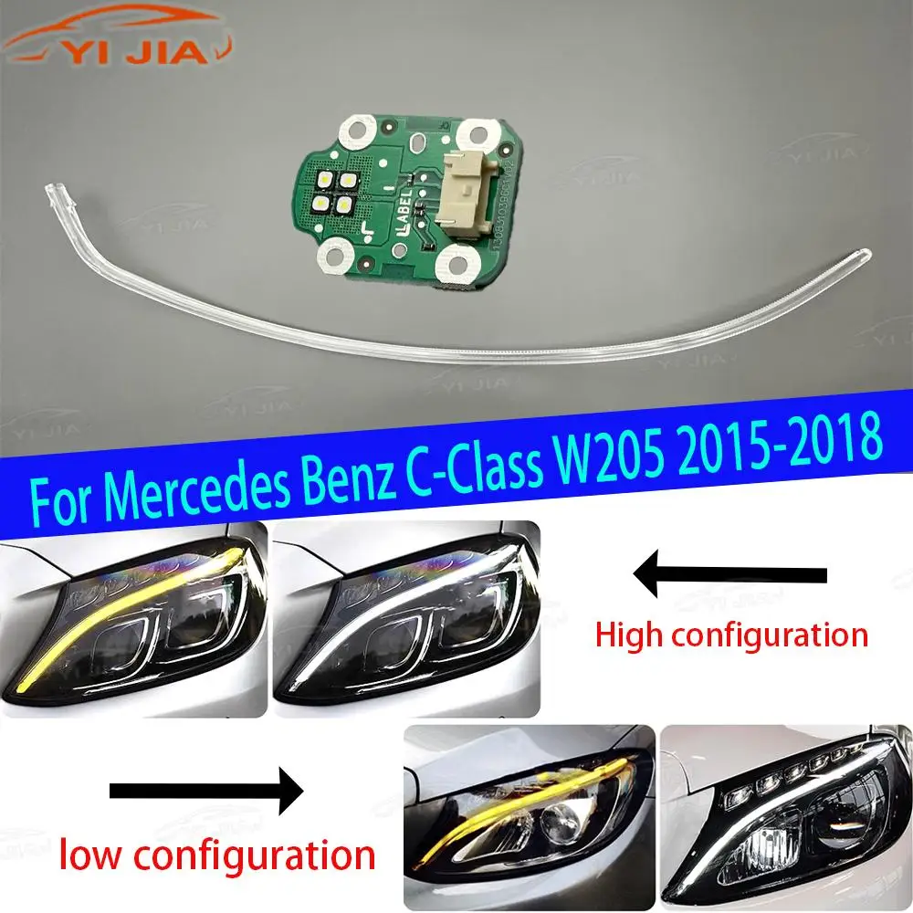 

For Mercedes-Benz C-Class W205 2015-2018 Car Headlight DRL CHIP Light Guide Tube Angel Eyes Daytime Running Ballast Module white