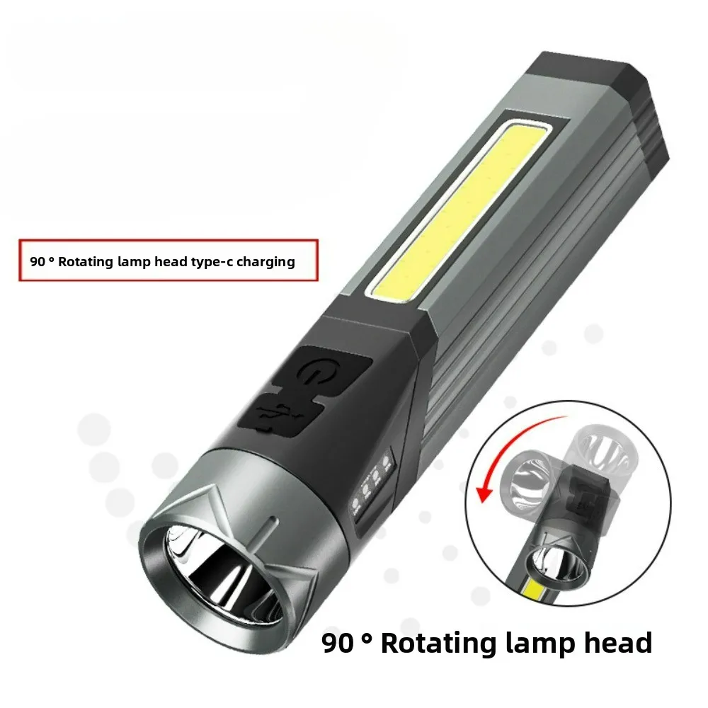 متعددة الوظائف 90 درجة للتدوير مصباح يدوي ضوء العمل TypeC قابلة للشحن COB الجانب ضوء مع المغناطيس المحمولة المحمولة الشعلة #1