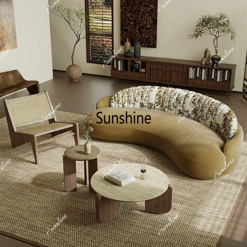 Wabi Sanfeng Curved Sofa B & B Hotel Rest Area Reception Sofa