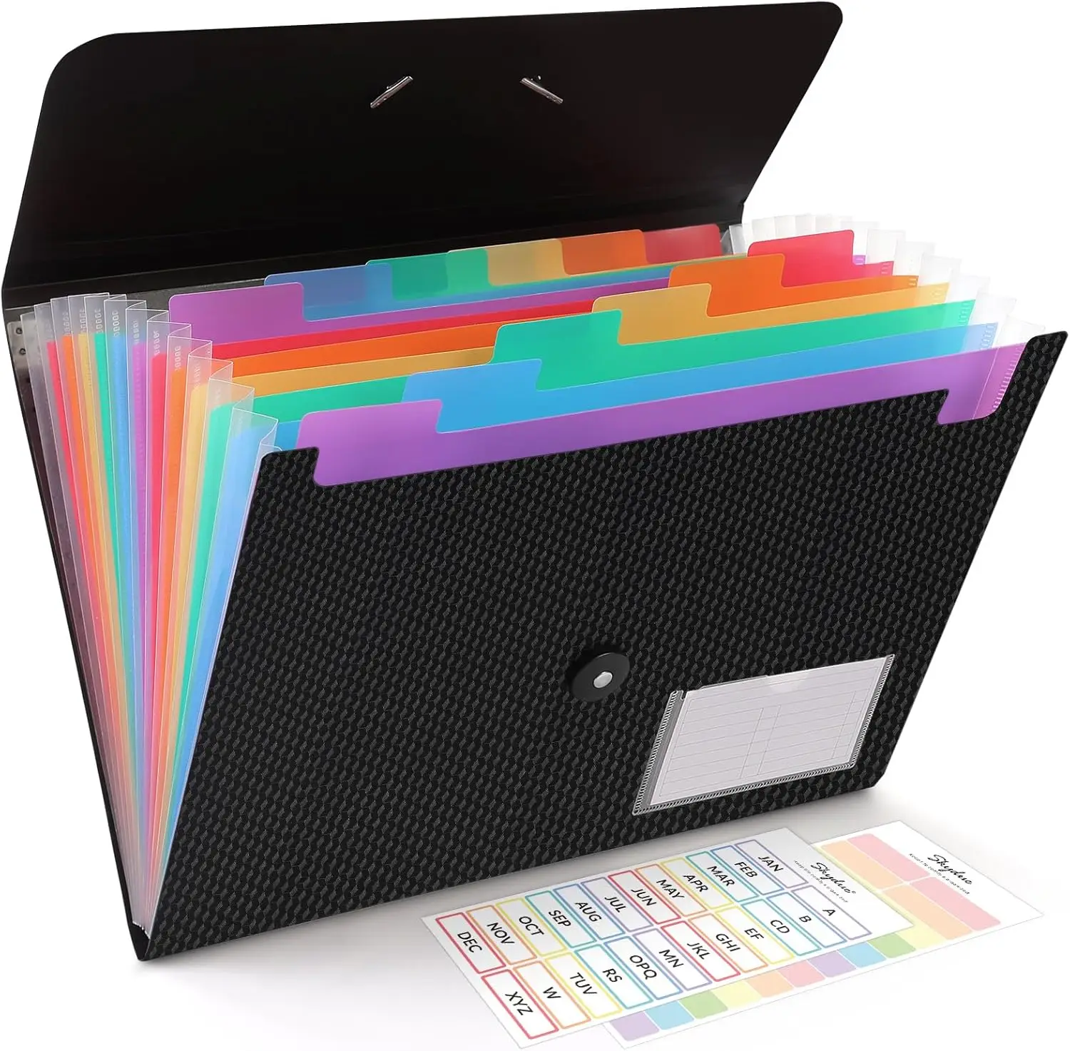 

Expanding File Folder with 13 Pockets for A4/Letter Paper, Accordion Organizer with Labels for Office, School, Home Use