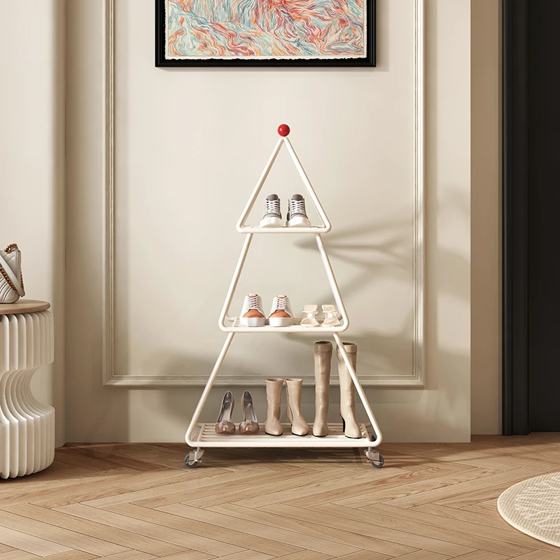 Creative Christmas Tree Shoe Rack Wheeled Storage Organizer Entryway Freestanding Shoe Holder Multi-Layer Living Room Storage