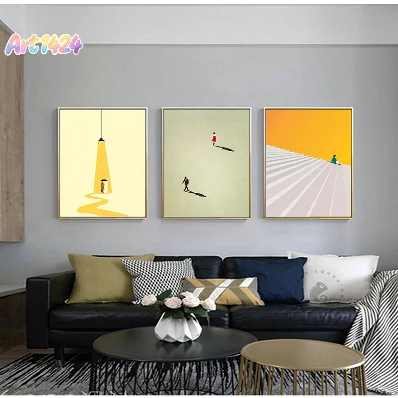 (No frame)Humorous Posture Prints Wall Art Canvas Nordic Figure Living Room Painting Colorful Picture Home Decoration Unique