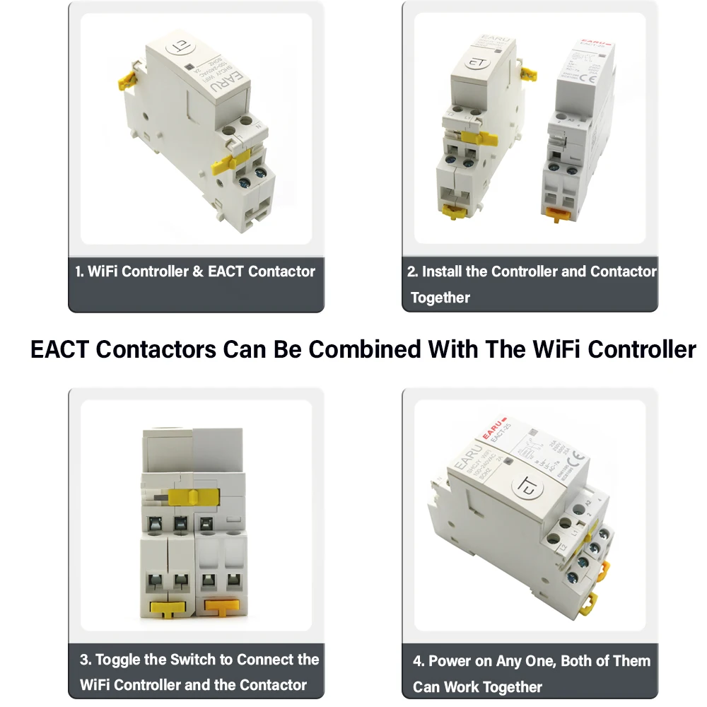 AC 230V 2A Din Rail WiFi Auxiliary Contactor Work In Conjunction With The Modular Contactor eWeLink APP Alexa Google Assistant