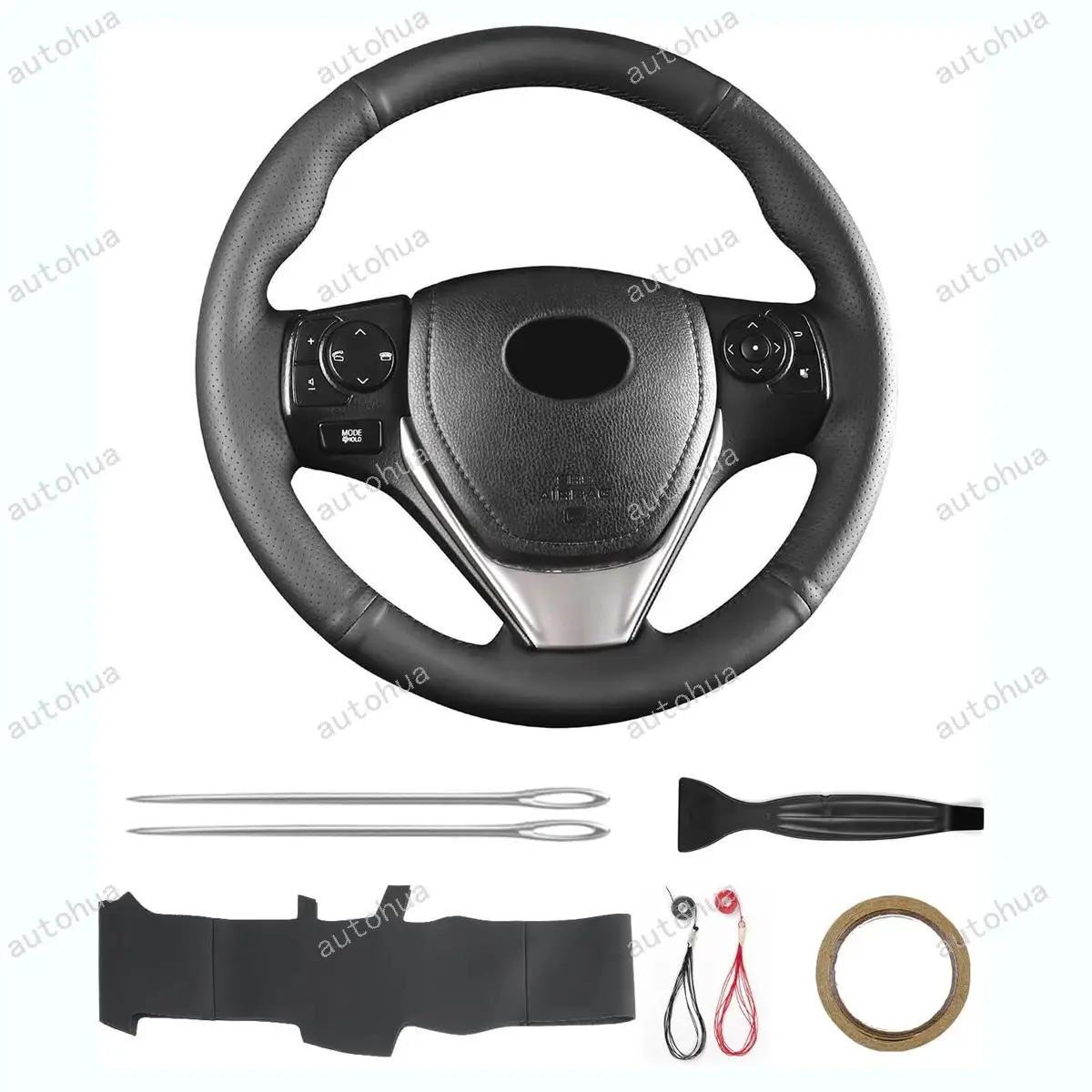 

Hand Sewn Steering Wheel Cover for Toyota RAV4 LE XLE/Corolla 2013 2014 2015 2016 2017 2018 Breathable Microfiber Leather