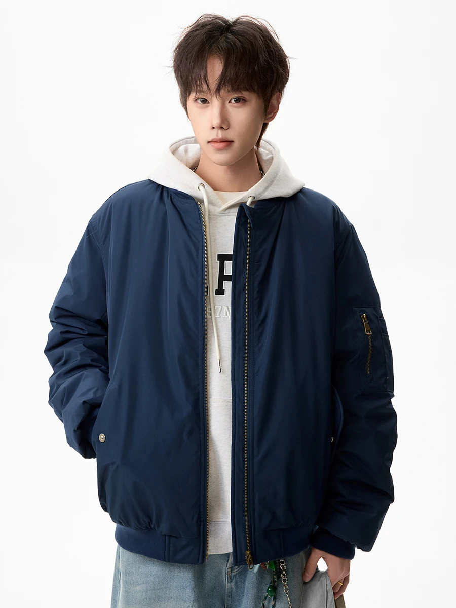 

Boyue Double-Sided Wear Thiened Cotton Jaet Baseball Sle Flight Jaet for Teenagers Casual Loose Fit Spring Autumn Winter