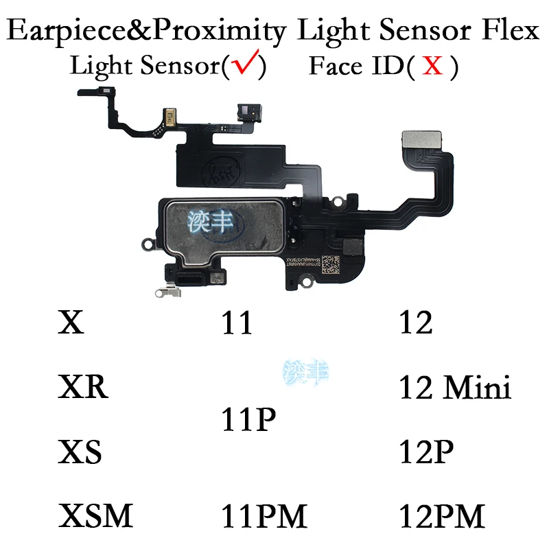 

Replacement Parts Top Sound Earpiece Speaker for IPhone X Xs Xr 11 12 Mini Pro Max Proximity Sensor Flex Cable No Face ID