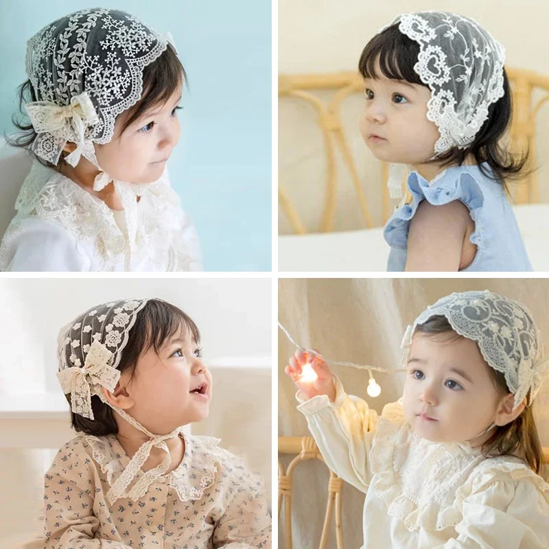 Ins Girl Baby Lace Hair Accessories Infant Knit Flower Hairband Newborn Cotton Headwear Baby Clothes Toddler Sweet Headband