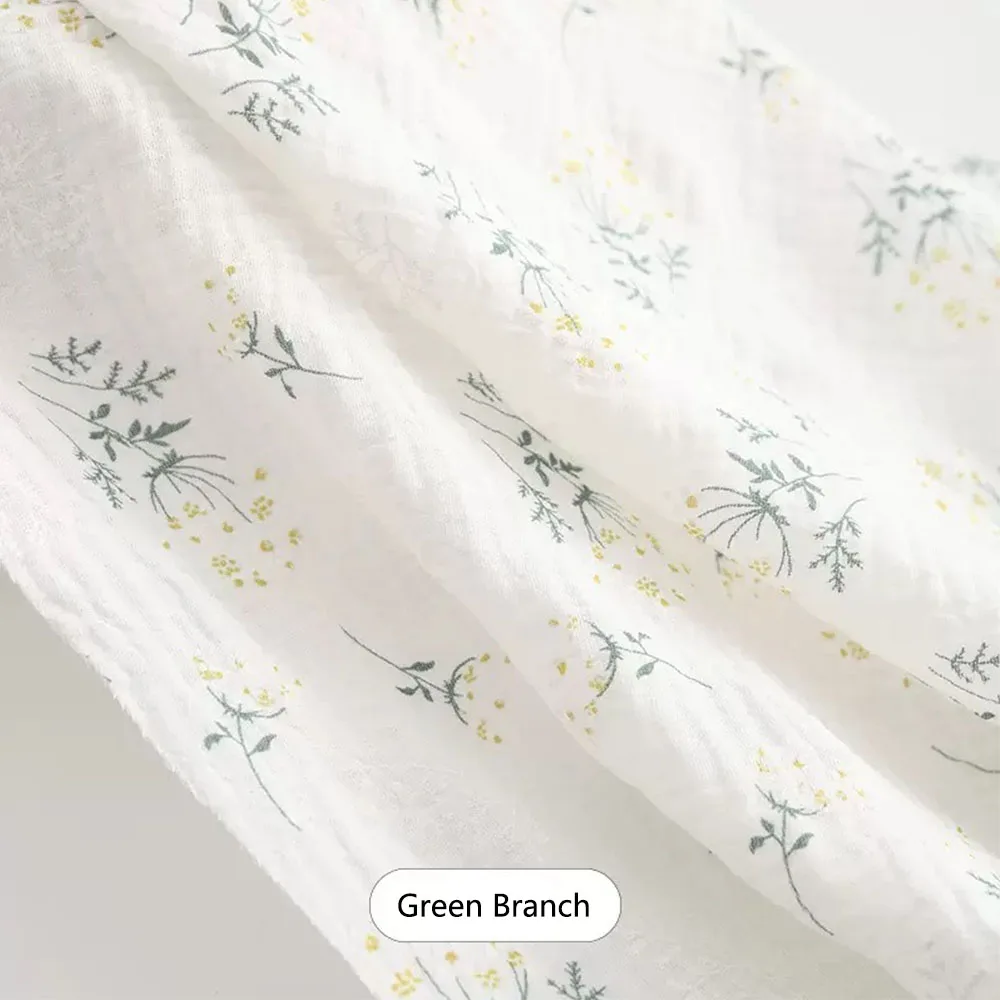130x50cm Rose Yellow Flower Print 100% Cotton Double-Layer Crepe Fabric For Apparel Bed Sheet Quilting DIY Sewing Craft Material