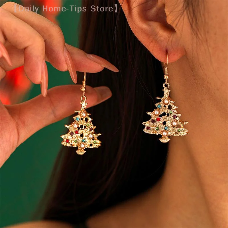 عيد الميلاد الباروك غير النظامية تقليد اللؤلؤ مكدسة شجرة نجمة إسقاط أقراط شجرة عيد الميلاد القرط للنساء عطلة مجوهرات هدية #3