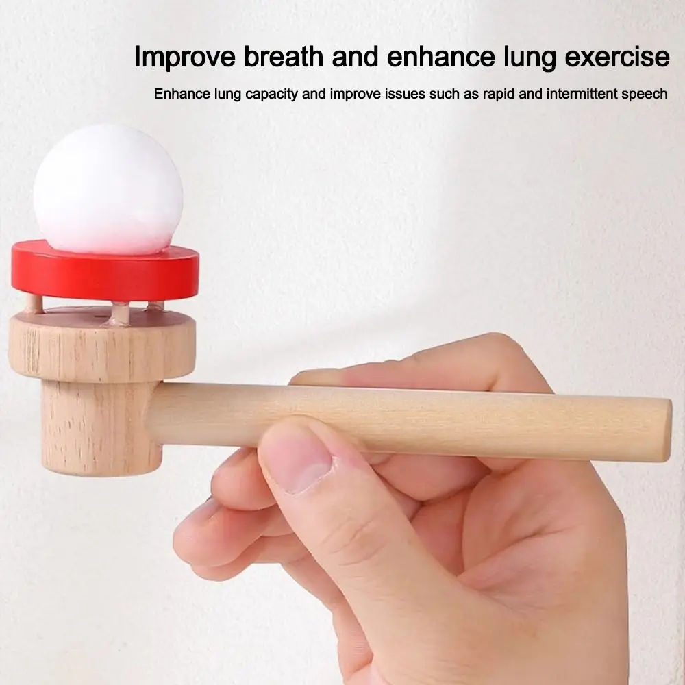 Wooden Hanging Ball Blower Intellectual Educational Floating Blow Pipe Balls Parent-Unisex Game for Lung Capacity Training