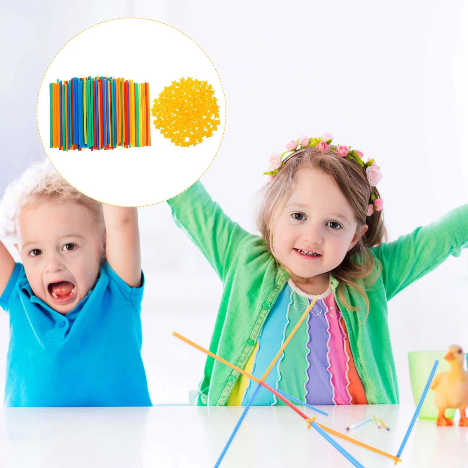 קוביות קש ילדים צעצועים מחבר הרכבה חיבור משחק פאזל