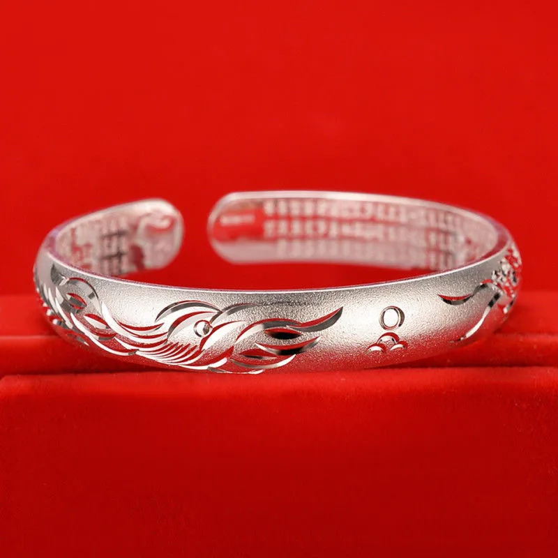 

Silver S925 Dragon and Phoenix Bracelet Women's Thousand Foot Silver Frosted Gypsophila Bracelet jewelry gift for girlfriend