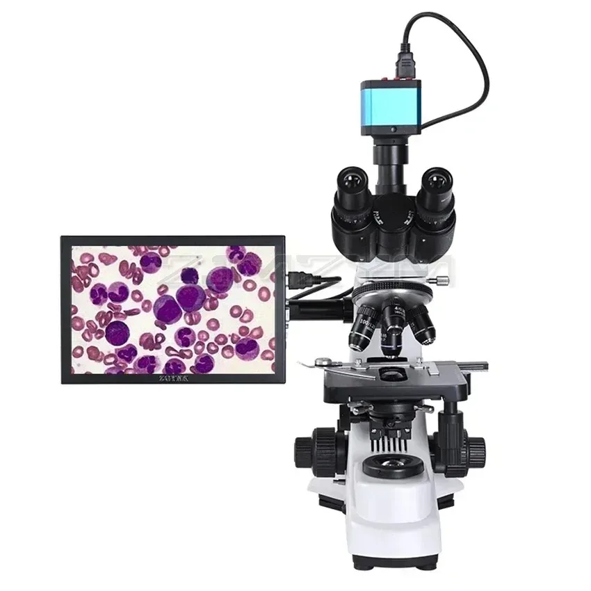 Durable and of high quality Professional Lab Biological HD Trinocular Microscope Zoom 2500X + 2/16MP Electronic Digital Camera