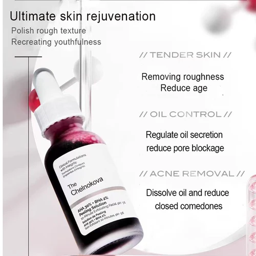 Imagen 2 del producto Cepillo Exfoliante para exfoliación facial, ácido salicílico común 2%, ácido glicólico aha 30%, 30ml