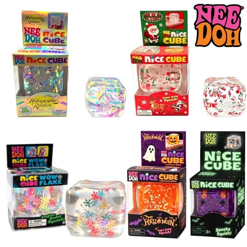 NeeDoh Maltose Ice Squeeze Toy TPR Sensory Fidget Toy Halloween & Christmas Stress Relief Vent Decompression Toy For Kids Adults