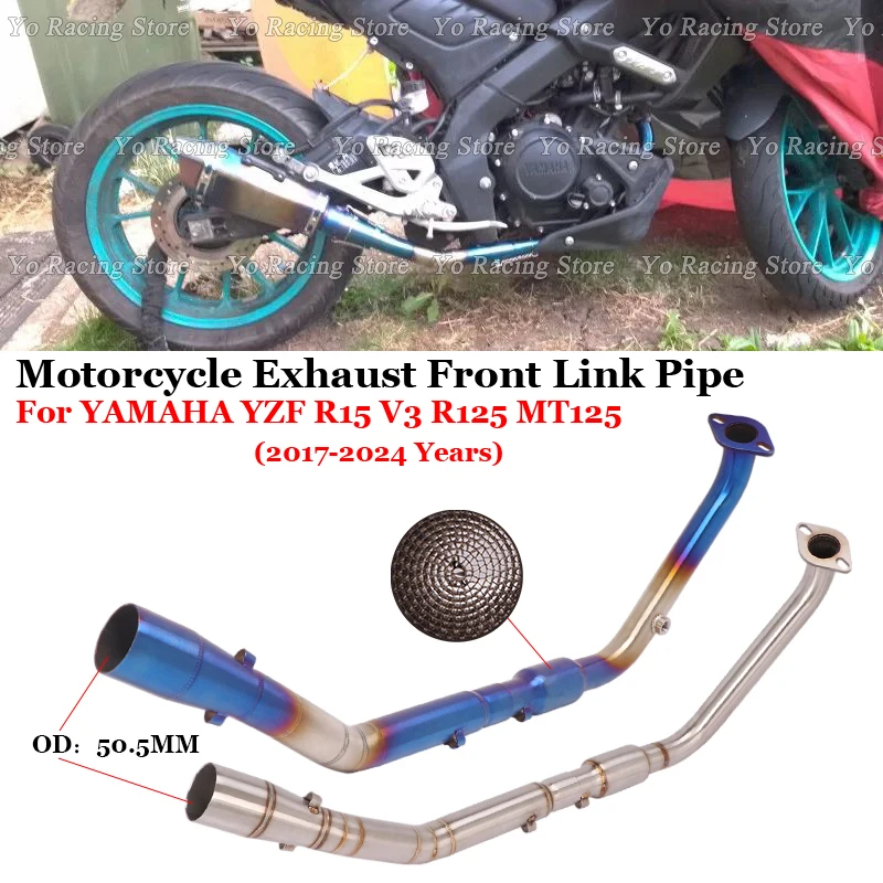 

For YAMAHA MT15 YZF R15 V3 MT125 MT 125 2017 - 2024 Years Motorcycle Exhaust Escape Front Mid Link Pipe Connecting 51mm Muffler