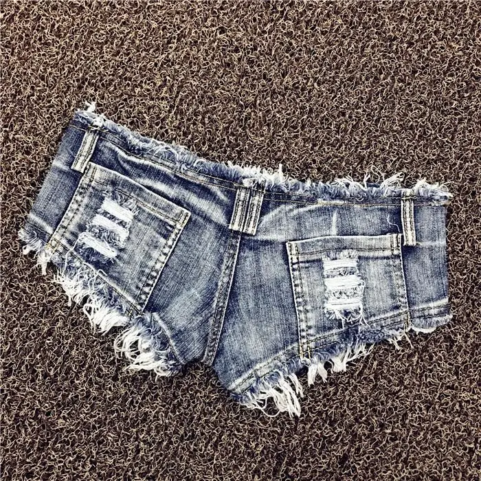 Denim shorts katoenen elastische franjes, nostalgische kleuren gewassen nachtclubs paaldansen hete meisjes strakke hotpants met lage taille 2025
