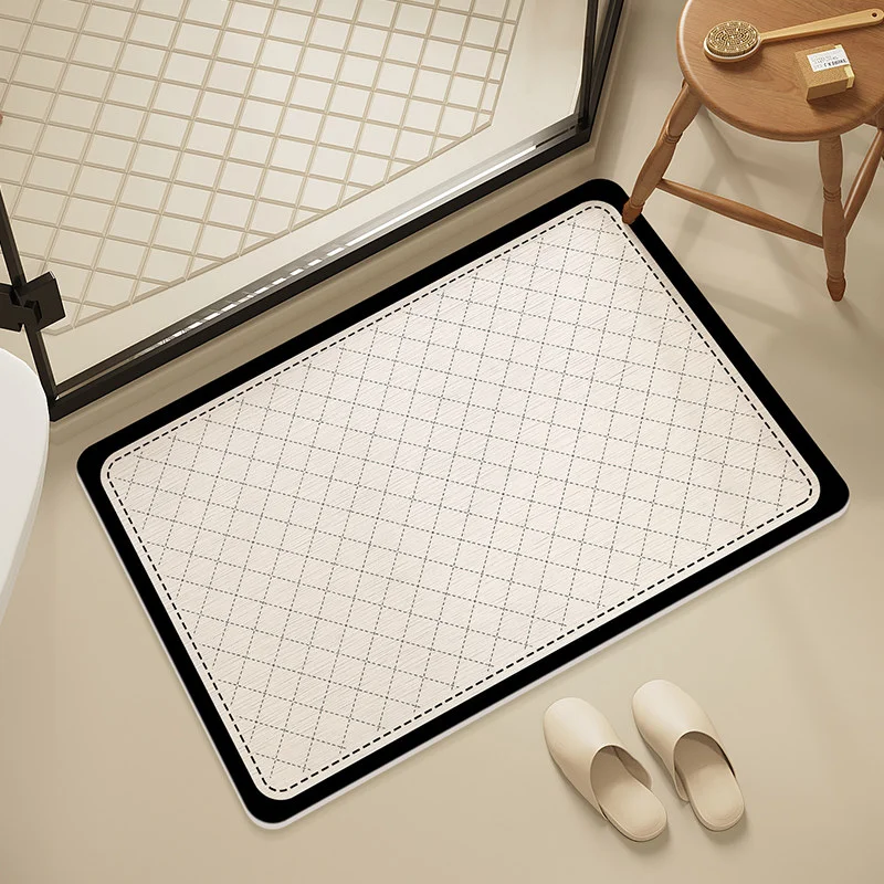 VIKAMA Modern Minimalist Geometric Style Anti Slip Bathroom Carpet, Absorbent Foot Pad, Foyer Home Decoration