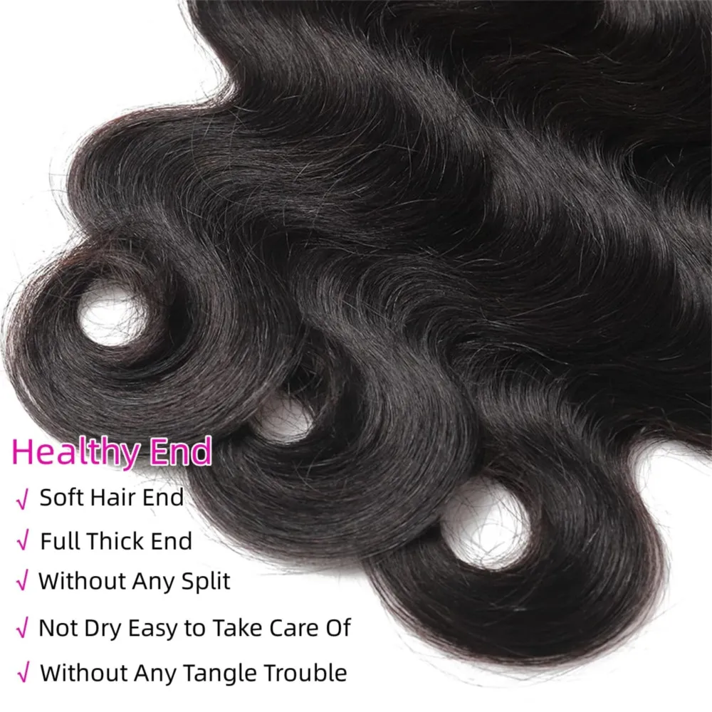 Bundles Human Hair Brazilian Hair Extension Natural Black Color Body Wave Human Hair Bundles 26 28 30 Inch 1/3 Bundles For Woman