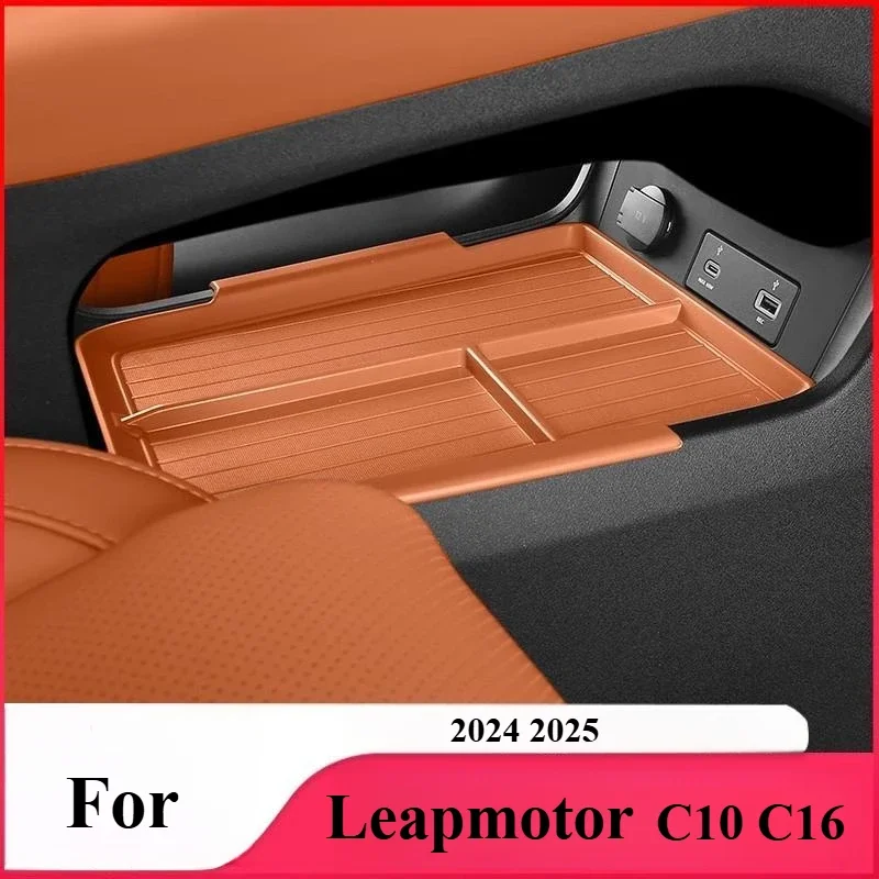 

For Leapmotor C10 C16 2024 2025 Center Console Storage Box Car Central Lower Layer Tray TPE Organizer Accessories Tidying