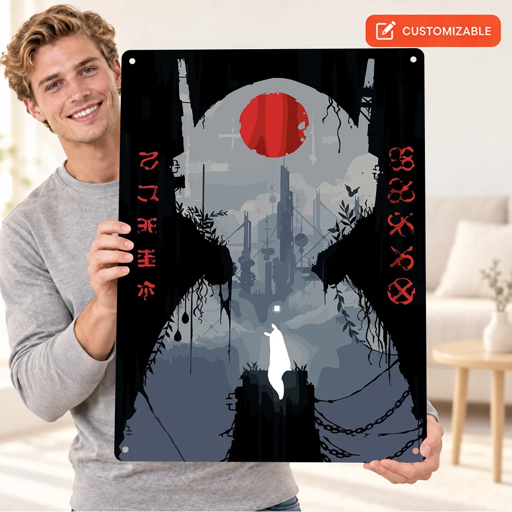 Rain World Textured Metal Poster Customized Aluminum Sign Vector Illustration Wall Art For Entertainment Room Gaming Fan Gift