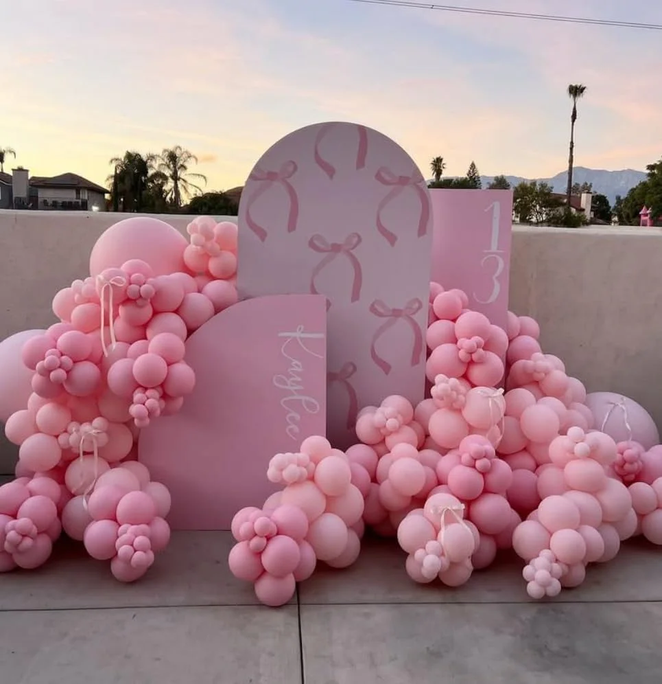Arch Backdrop Cover Pink Bows Floral Birthday Party Arch Spandex Cover Baby in Bloom Girls Baby Shower Bridal Wedding Fiesta