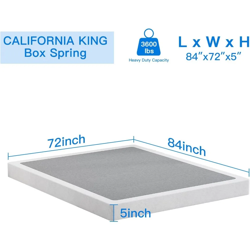 California King Box Spring 5 Inch Metal Frame, Mattress Foundation, 3500lbs, Easy Assembly