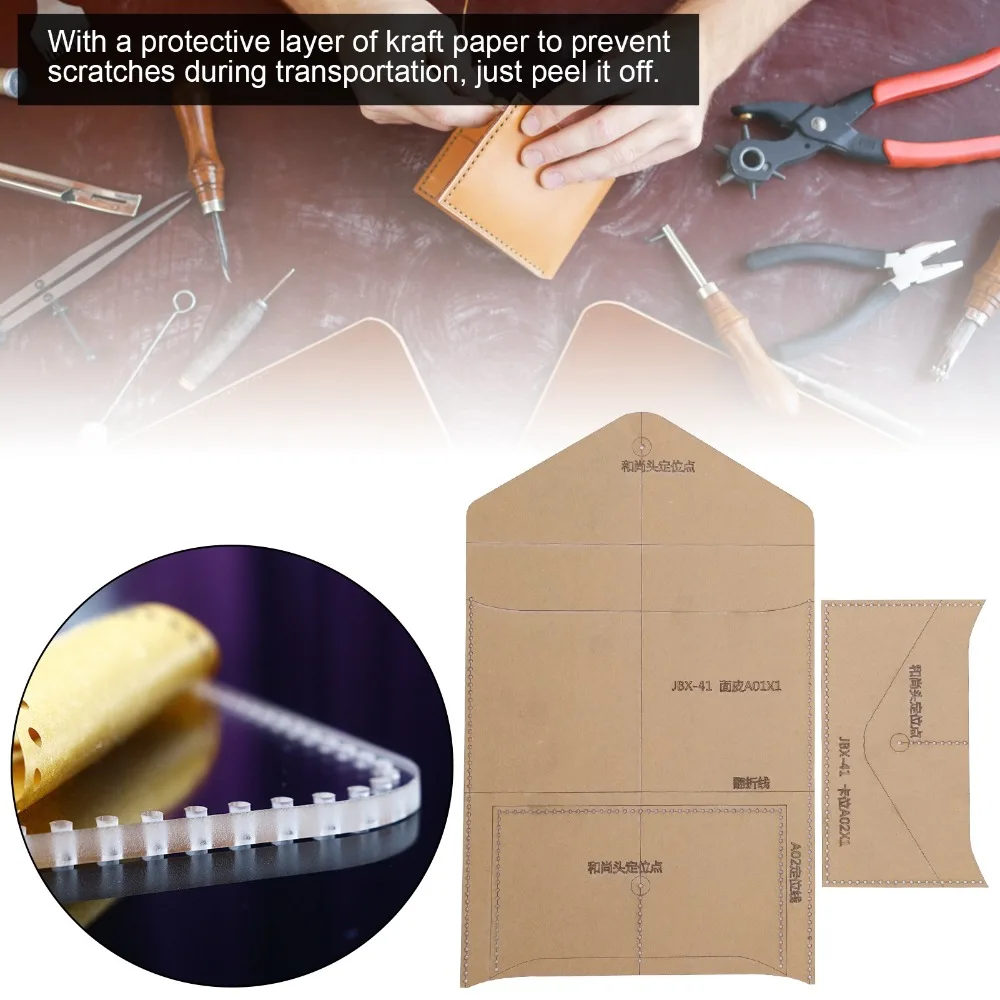 2pcs Clear Acrylic DIY Template Acrylic Stencil Pattern Passport Bag Template Template Set Craft Tool Clear Stencil Template