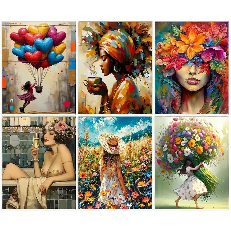 GATYZTORY 40x50cm Painting By Numbers Figure Handpainted Paint By Numbers Women On Canvas DIY Number Painting Unique Gift